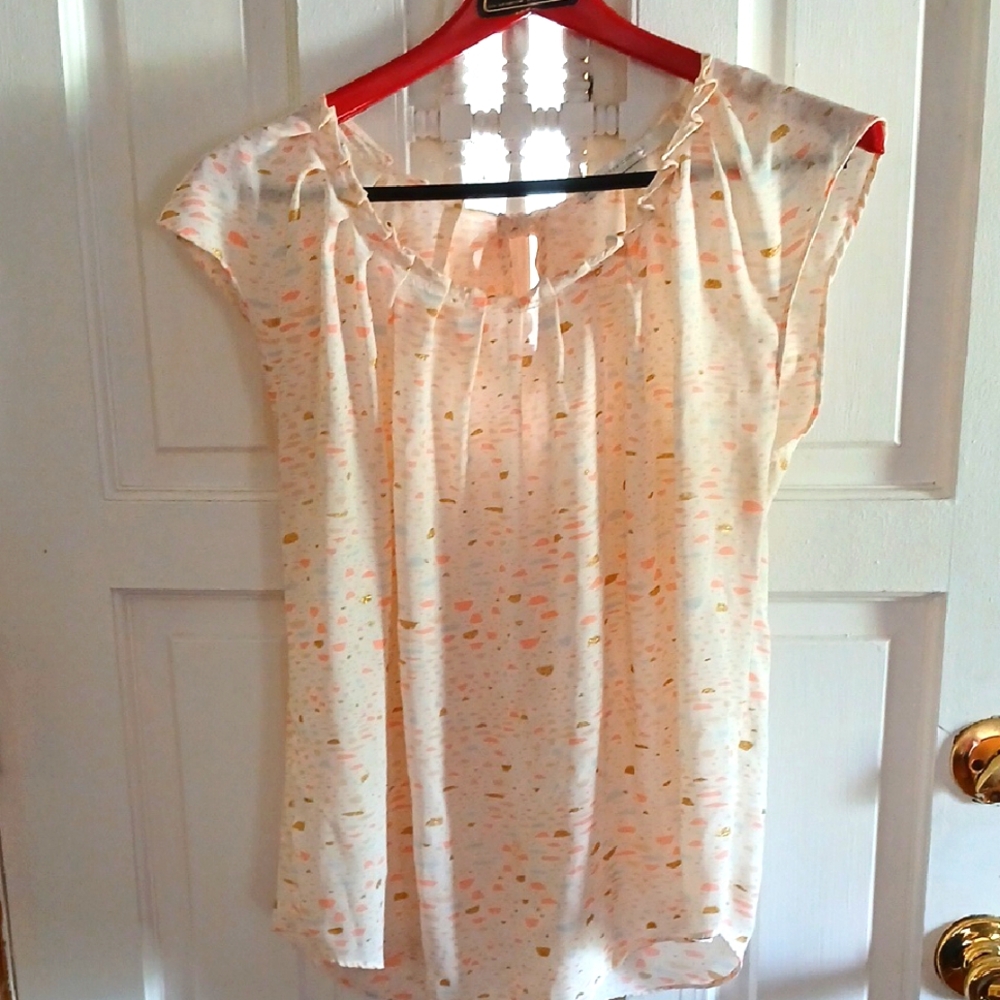LC Lauren Conrad Cream and Pink Blouse